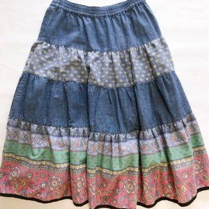 Denim flare tiered skirt